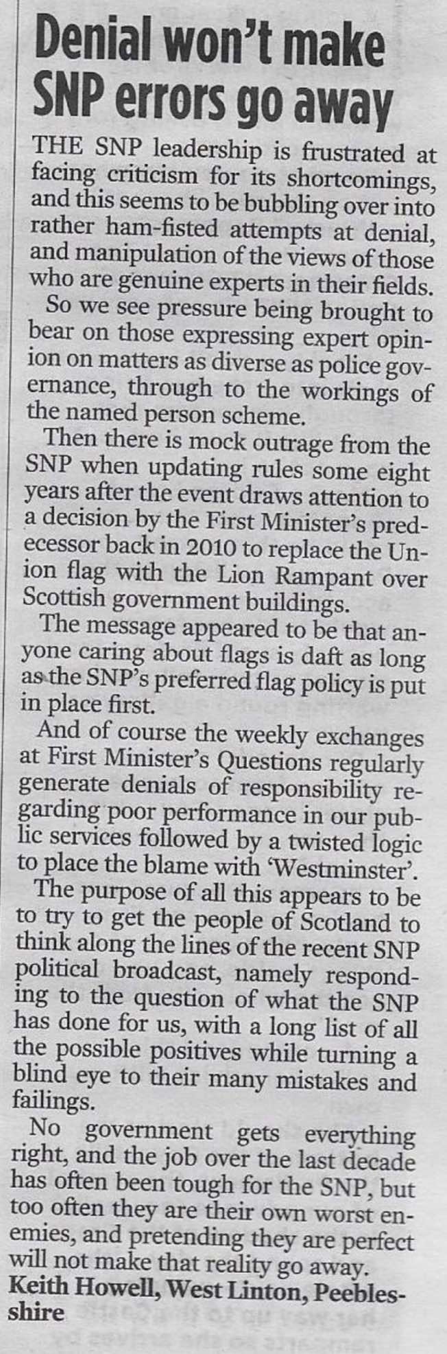 Denial won't make SNP errors go away