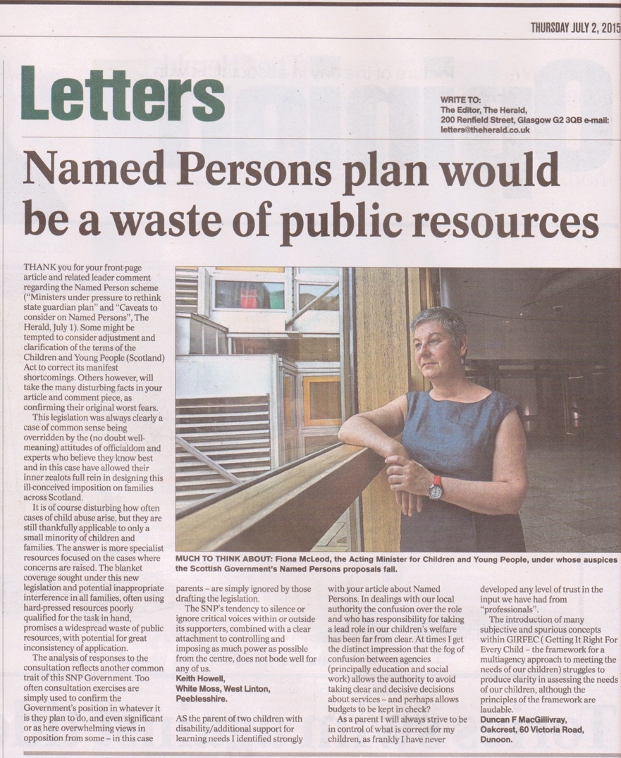 Named Persons plan would be a waste of public resources in The Herald